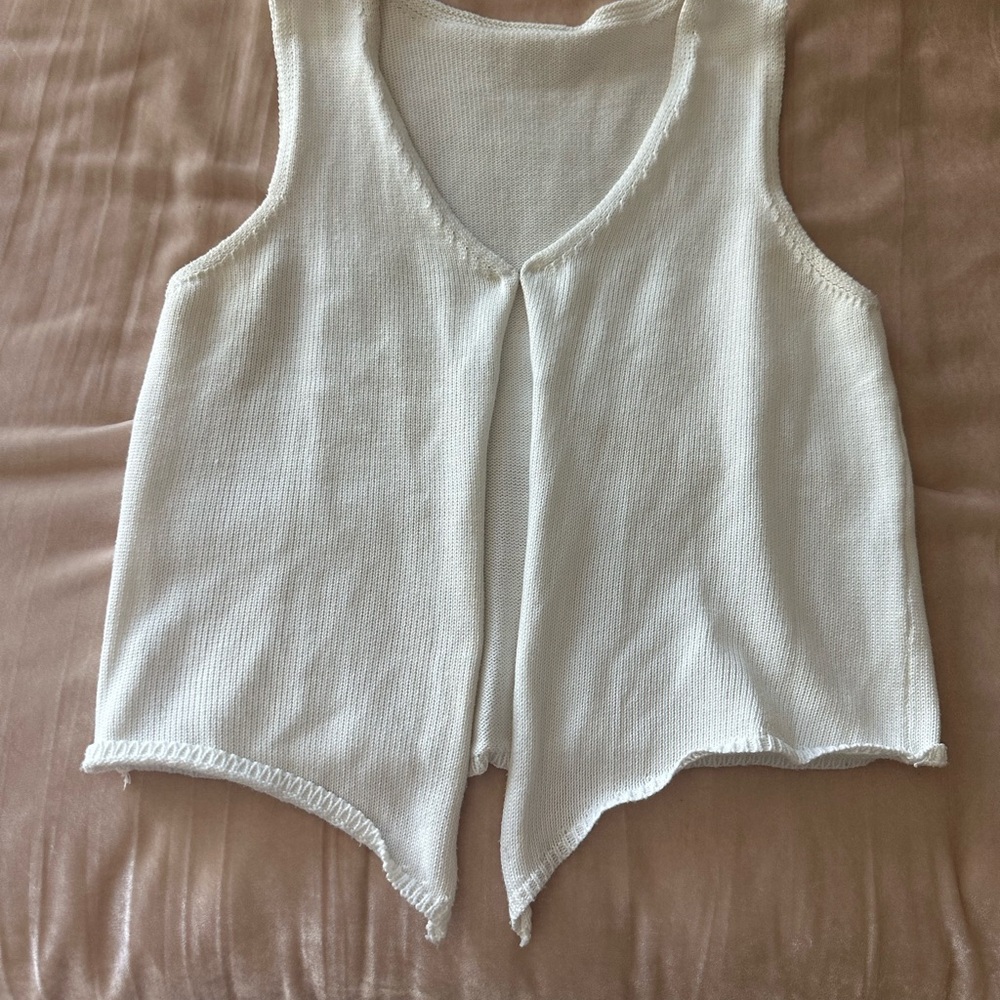 White Sleeveless Knit Top